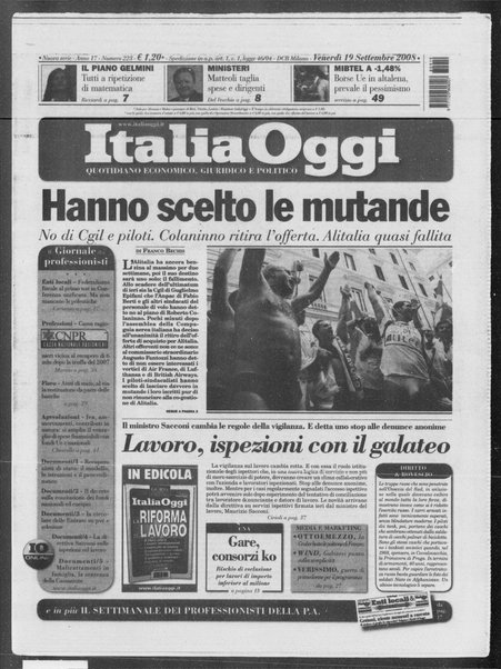 Italia oggi : quotidiano di economia finanza e politica